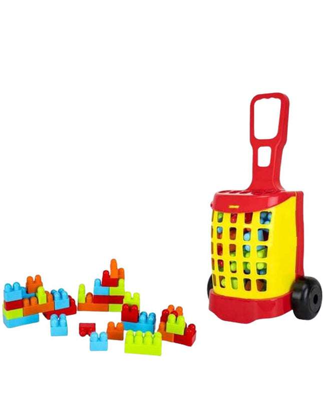 BigBuy Fun Bouwspel 32 Onderdelen Trolley toy with colorful building blocks and tools in a sturdy trolley for creative play.