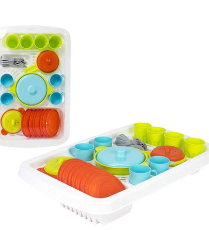 BigBuy Fun children's toy set with 35 pieces, pretend play toys and games, colorful plastic utensils and accessories for kids.