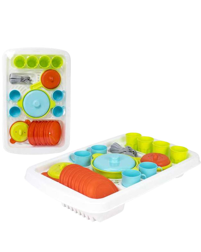 BigBuy Fun children's toy set with 35 pieces, pretend play toys and games, colorful plastic utensils and accessories for kids.