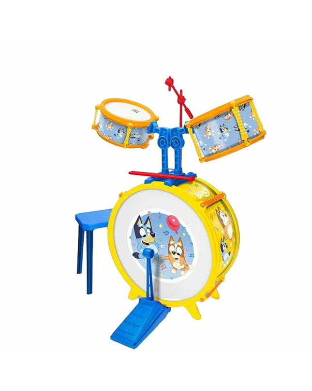 Bluey children's toy drum set, blue color, 55x36x38 cm, suitable for kids, part of musical instruments and toys collection.