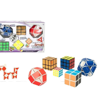 Colorbaby Magische Kubus Puzzel, a colorful 6-piece brain teaser toy for children, featuring interlocking cube components.