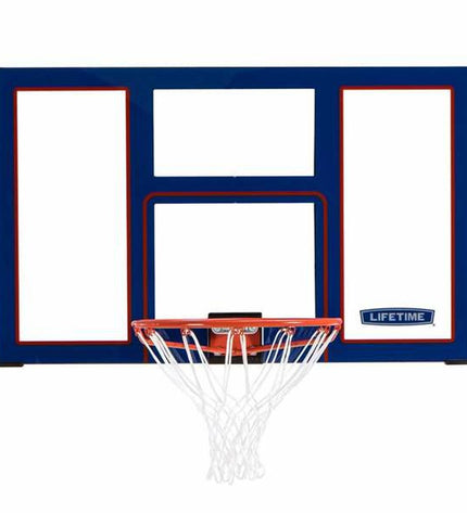 Lifetime basketball hoop for outdoor play, 121 cm height, with a sturdy backboard and net, ideal for kids' sports and basketball games.
