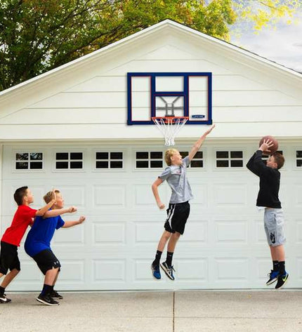 Lifetime 121 cm basketball hoop for outdoor play with a sturdy backboard and net, ideal for basketball games and sports activities.