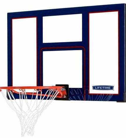Lifetime basketball hoop with 121 cm backboard, suitable for outdoor play, designed for sports and recreational activities.