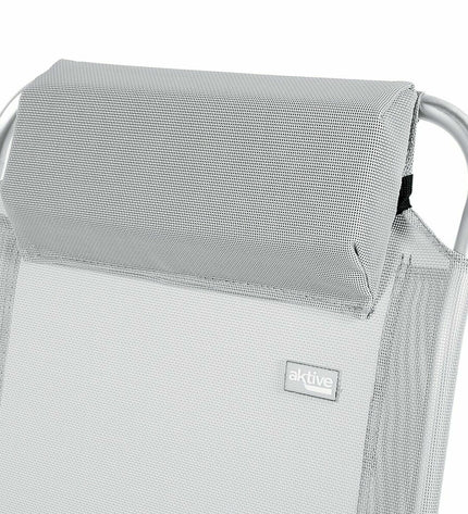 Gray Aktive folding camping chair with armrests, compact design, 44x55x101 cm, suitable for outdoor activities and hiking.