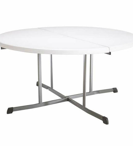 Lifetime round folding table with 152 cm diameter, outdoor camping and sports table, sturdy and lightweight for outdoor use.