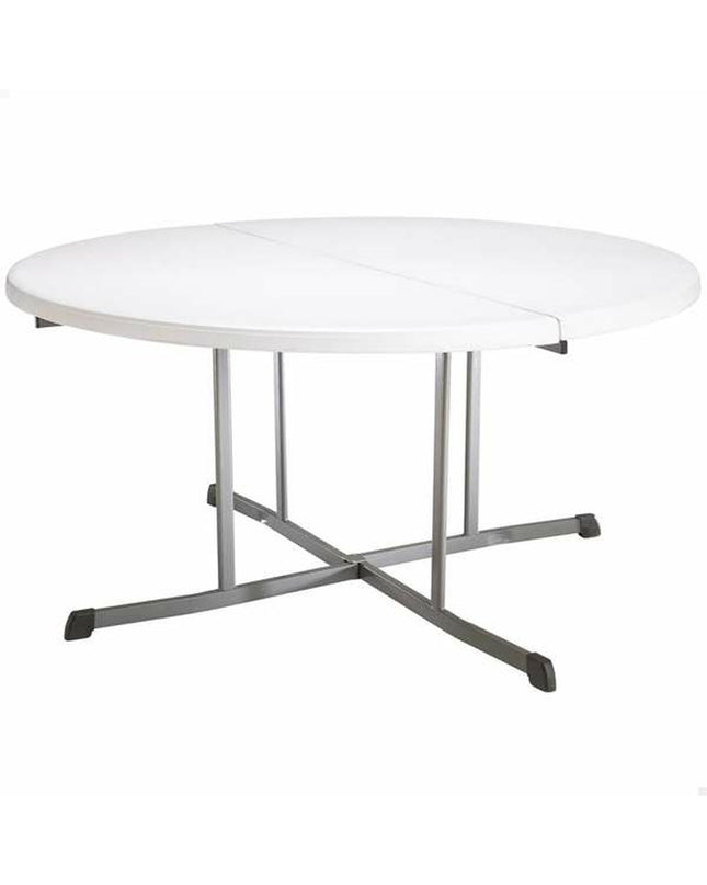 Lifetime round folding table with 152 cm diameter, outdoor camping and sports table, sturdy and lightweight for outdoor use.