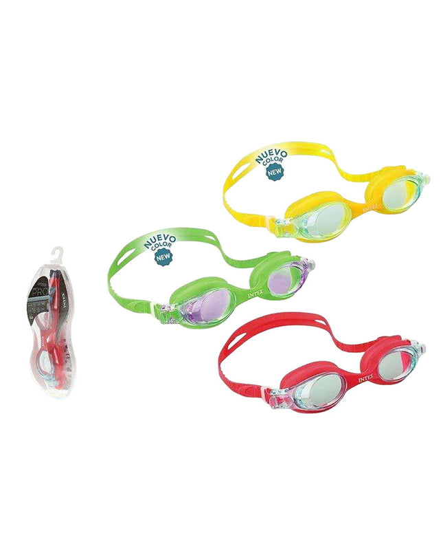 Intex children's swimming goggles for water sports, clear adjustable swim goggles for kids' outdoor water activities.