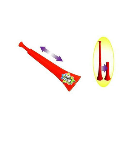 Reig telescoping toy trumpet for kids, colorful plastic musical instrument with extendable bell and mouthpiece, suitable for children.