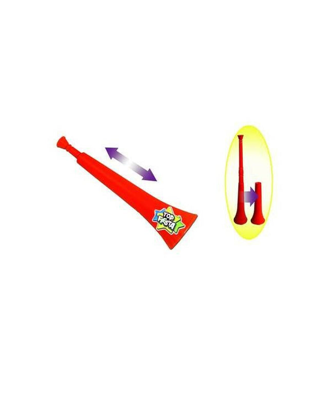 Reig telescoping toy trumpet for kids, colorful plastic musical instrument with extendable bell and mouthpiece, suitable for children.