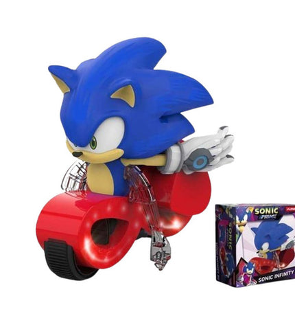Sonic remote-controlled toy car in blue, 25x15x25 cm, designed for children, with detailed wheels and sleek body.
