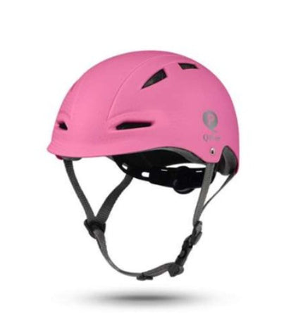 Pink Qplay Kinderhelm for kids, 52-58 cm, sport and outdoor cycling helmet with ventilation in a close-up view.
