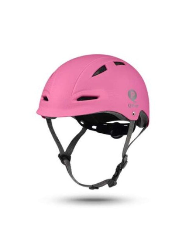 Pink Qplay Kinderhelm for kids, 52-58 cm, sport and outdoor cycling helmet with ventilation in a close-up view.