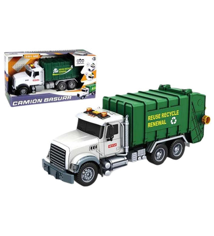 BigBuy Fun toy vuilniswagen, plastic garbage truck for children, with colorful details and realistic design.