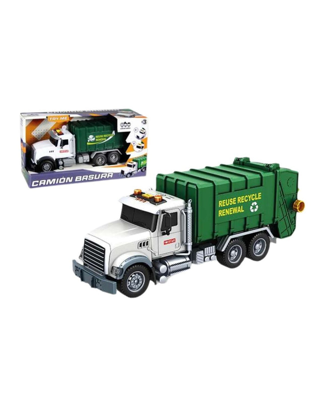 BigBuy Fun toy vuilniswagen, plastic garbage truck for children, with colorful details and realistic design.