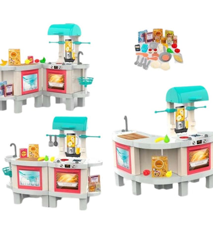 Chicos speelgoedkeuken in vrolijk ontwerp met oven, gootsteen en speelruimte voor kinderen, afmetingen 104x37x100 cm