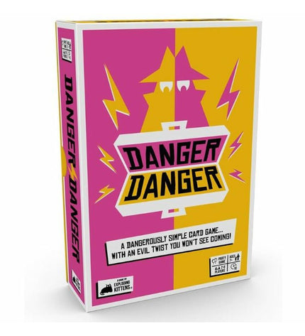 Asmodee Danger Danger card game from the toy and games collection, featuring colorful playing cards and game components.