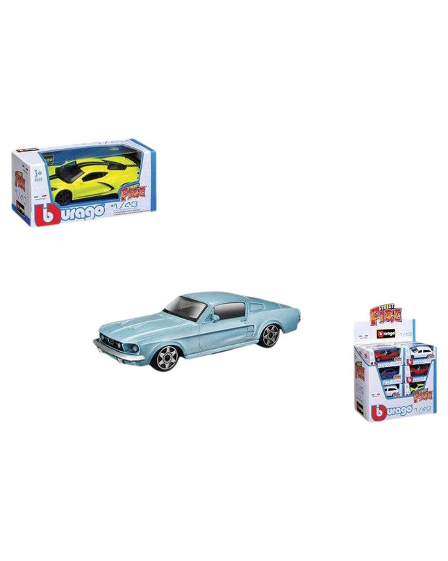 Bburago toy vehicle, detailed die-cast car in vibrant colors, displayed on a plain background, perfect for collectors and play.