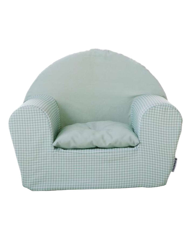 BigBuy Fun Vichy Aquamarijn children's sofa bed, blue fabric with a comfortable seating and sleeping area, no background.