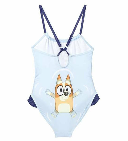 Bluey girls' light blue swimwear for sports and watersports, featuring a comfortable fit and vibrant blue color.