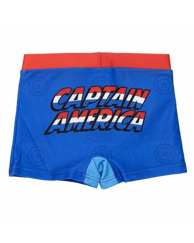 Dark blue boys' The Avengers swim trunks for 4-year-olds, featuring superhero-themed design, suitable for sports and watersports.