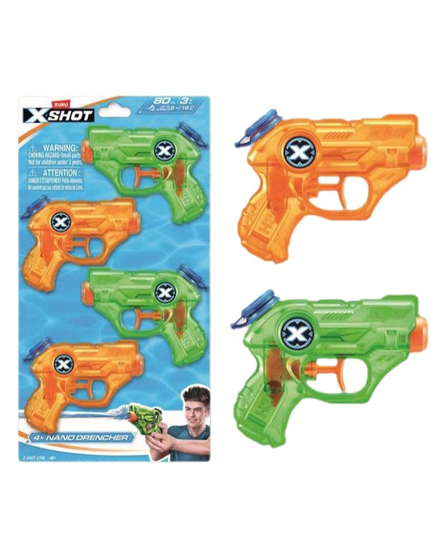 Zuru X-Shot Nano Drencher water gun toy with bright blue and yellow design, suitable for outdoor water play and fun.
