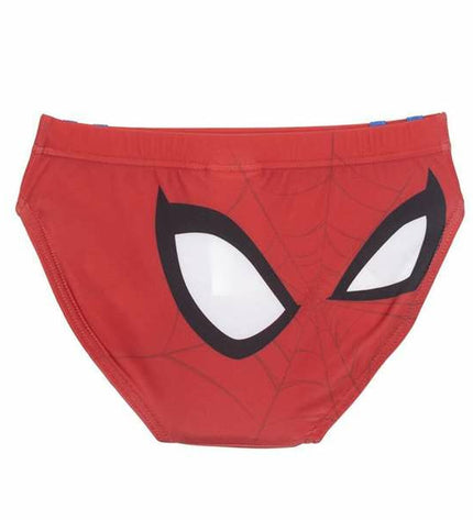 Red Spider-Man kids' swimwear, sporty water suit for children, featuring Spider-Man logo and vibrant red design.