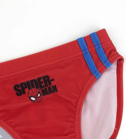 Red Spider-Man children's swimwear, sporty water suit for kids featuring Spider-Man design and vibrant red color.
