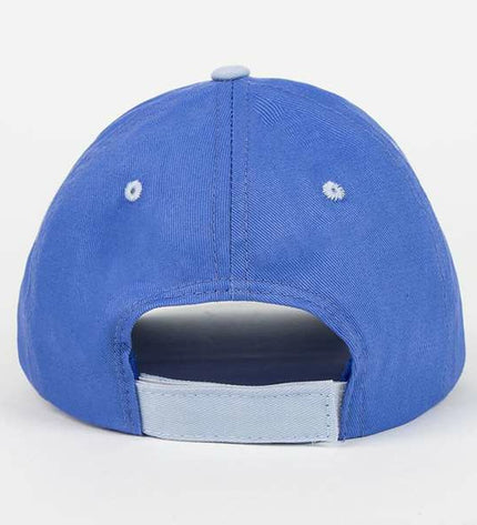 Kinderpet Stitch blauw for outdoor activities, showing a blue sport and outdoor cap designed for camping and hiking.