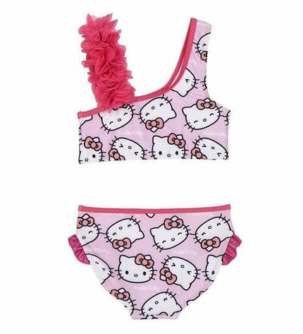 Hello Kitty pink bikini for sport and watersports, featuring playful Hello Kitty design and adjustable straps.
