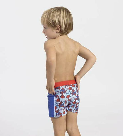 Blue Spider-Man kids' swimwear bathrobe for children, featuring Spider-Man design, suitable for watersport and outdoor activities.