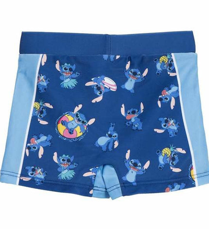 Stitch dark blue children's swimwear with Stitch character design, suitable for water sports and outdoor swimming activities.