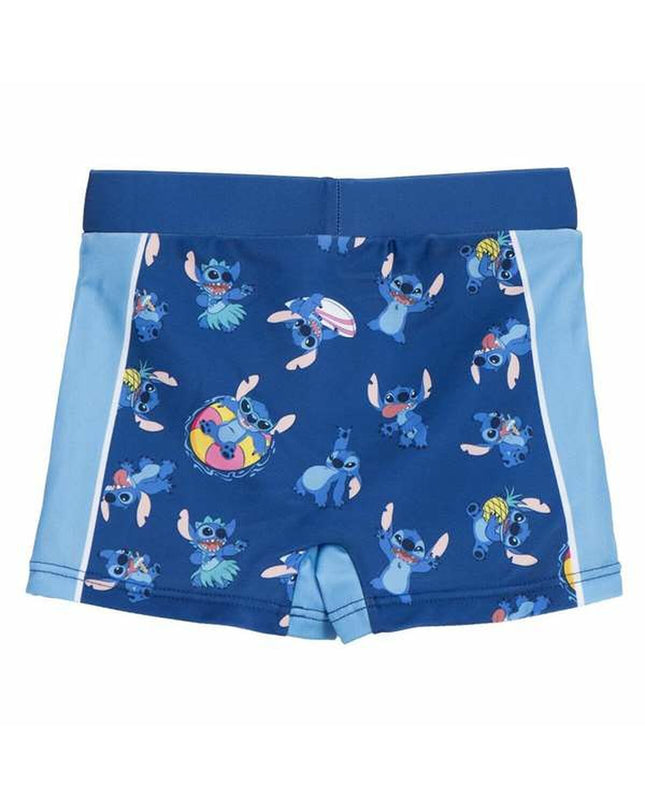Stitch dark blue children's swimwear with Stitch character design, suitable for water sports and outdoor swimming activities.