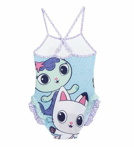 Gabby's Dollhouse girls' swimsuit for watersport, colorful one-piece swimwear with fun dollhouse design, perfect for outdoor swimming.