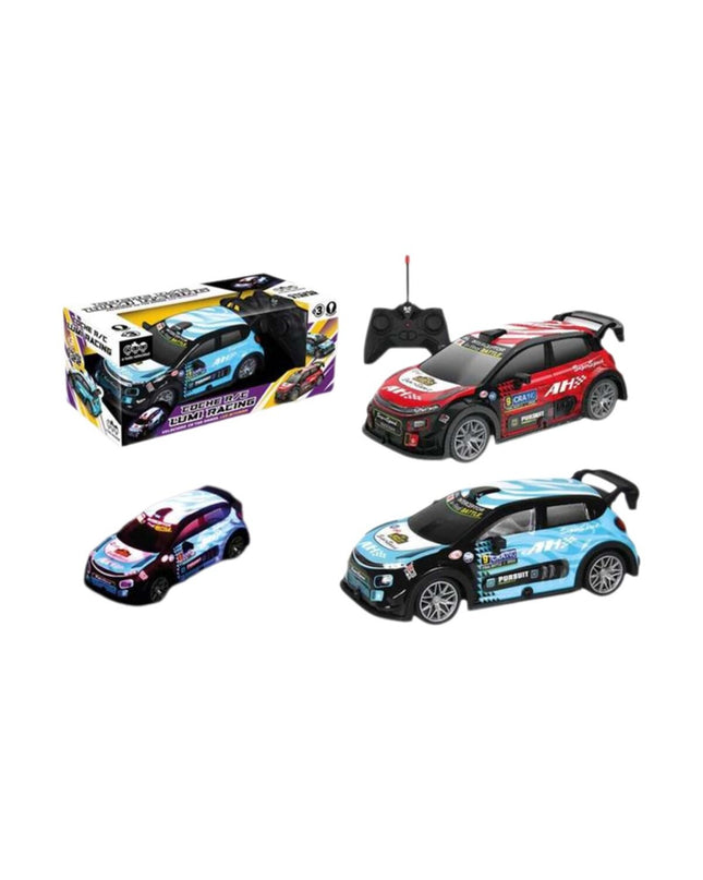 Blue and red remote-controlled police car by BigBuy Kids, 1:22 scale, measuring 19x8x7 cm, with detailed police vehicle design.