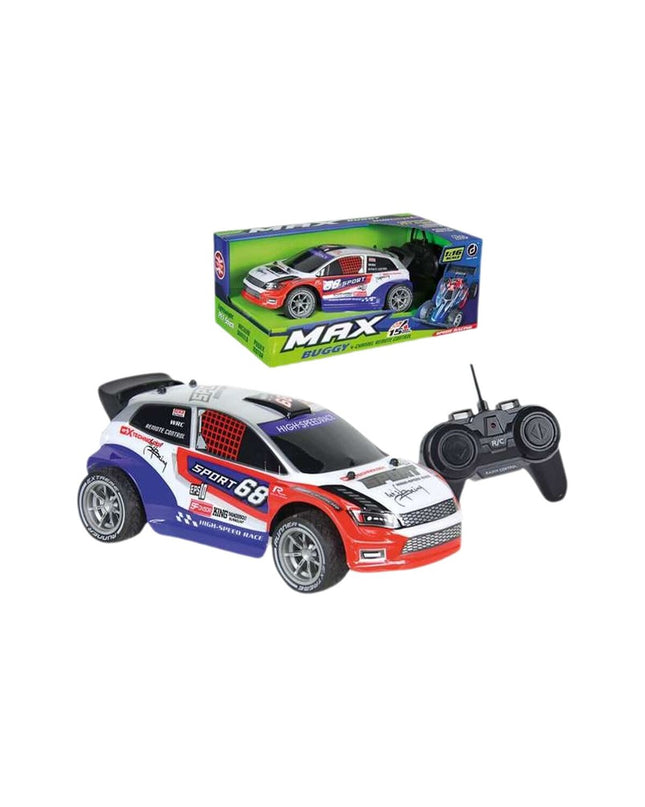 Remote control police car toy by BigBuy Kids, 1:16 scale, featuring a sleek black design and detailed police vehicle features.
