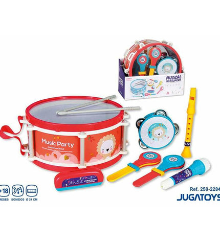 Set speelgoedmuziekinstrumenten for kids, including colorful drums, tambourines, and shakers from BigBuy Fun children's musical toys collection.
