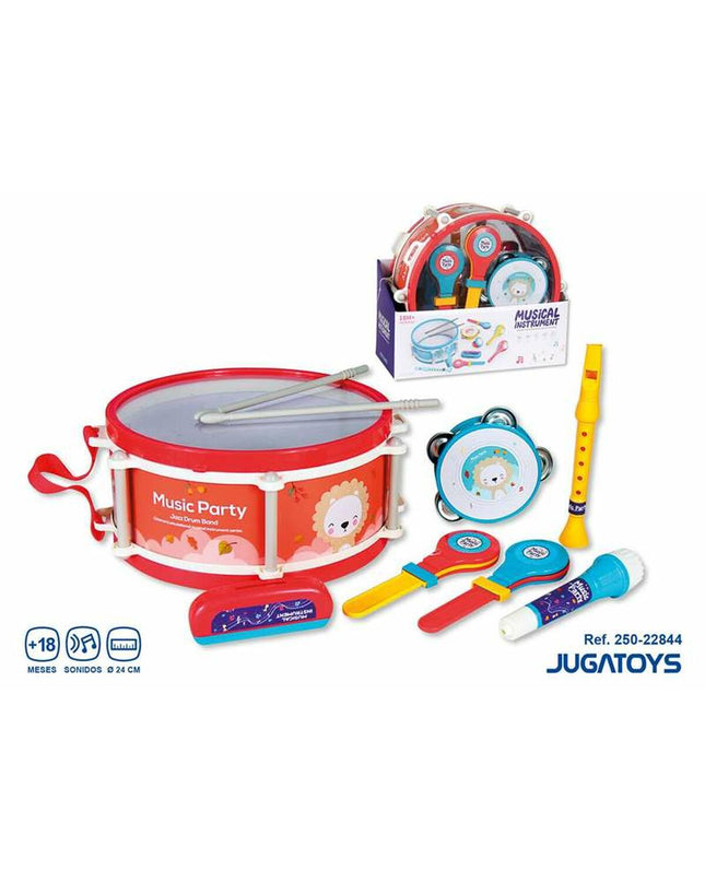 Set speelgoedmuziekinstrumenten for kids, including colorful drums, tambourines, and shakers from BigBuy Fun children's musical toys collection.