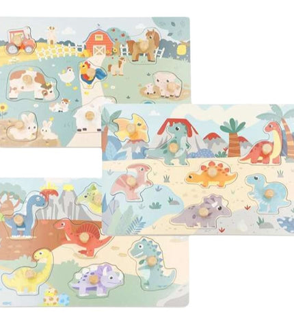 Colorbaby Dinosaurussen puzzle toy featuring colorful dinosaur pieces for children to assemble and play with.