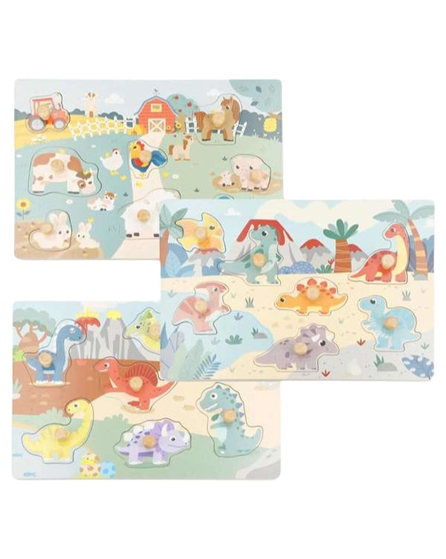 Colorbaby Dinosaurussen puzzle toy featuring colorful dinosaur pieces for children to assemble and play with.