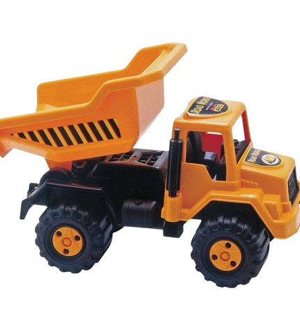 AVC Kiepwagen toy truck in red with black wheels, part of the speelgoed en games voertuigen collection, close-up view.