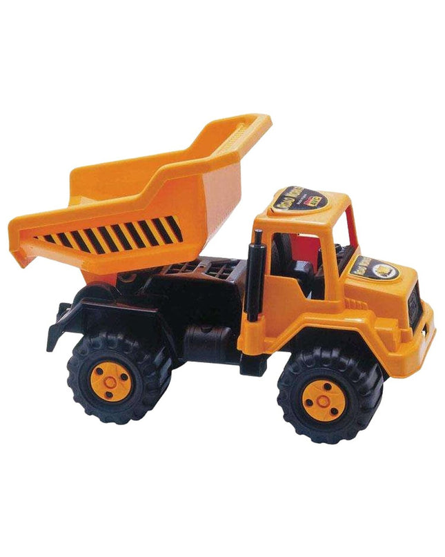 AVC Kiepwagen toy truck in red with black wheels, part of the speelgoed en games voertuigen collection, close-up view.
