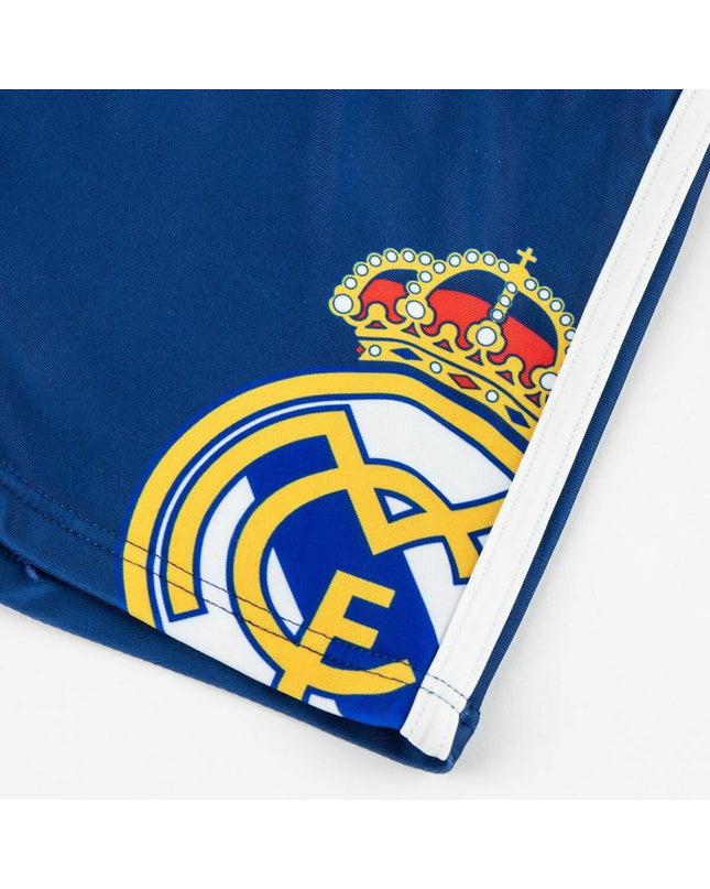 Dark blue boys' Real Madrid C.F. swim shorts, size 3 years, suitable for sports, outdoor, and water activities.