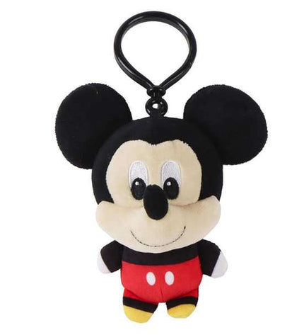 Red Mickey Mouse plush keychain featuring a cute, smiling Mickey Mouse figure, perfect as a playful accessory or gift.