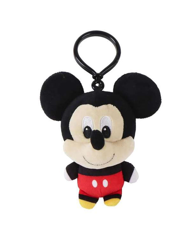 Red Mickey Mouse plush keychain featuring a cute, smiling Mickey Mouse figure, perfect as a playful accessory or gift.