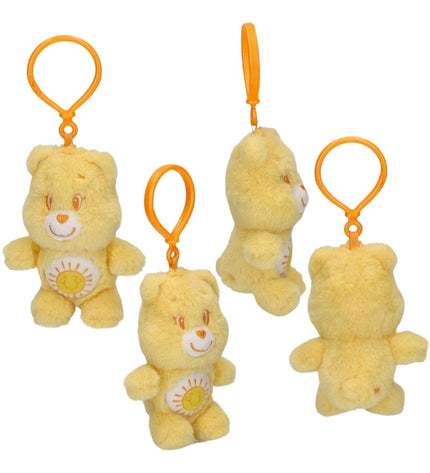 Yellow Care Bears keychain featuring a cute, plush cartoon bear, perfect as a playful keyring or gift accessory.
