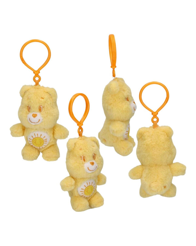 Yellow Care Bears keychain featuring a cute, plush cartoon bear, perfect as a playful keyring or gift accessory.