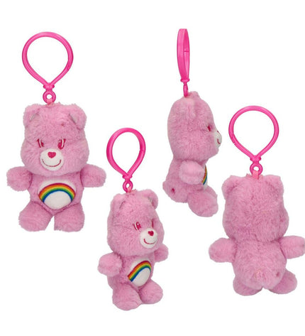 Pink Care Bears keyring featuring a cute plush toy, perfect as a playful gift or fun accessory.