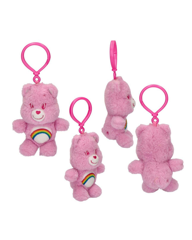 Pink Care Bears keyring featuring a cute plush toy, perfect as a playful gift or fun accessory.