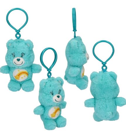 Turquoise Care Bears keychain featuring a cute plush toy with a playful design, perfect for fun accessories or gifts.